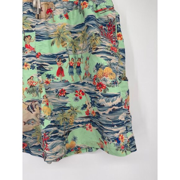 Polo Ralph Lauren Hawaiian Print Swim Trunks size 2XL Tall surf luau Y2K - Picture 2 of 6